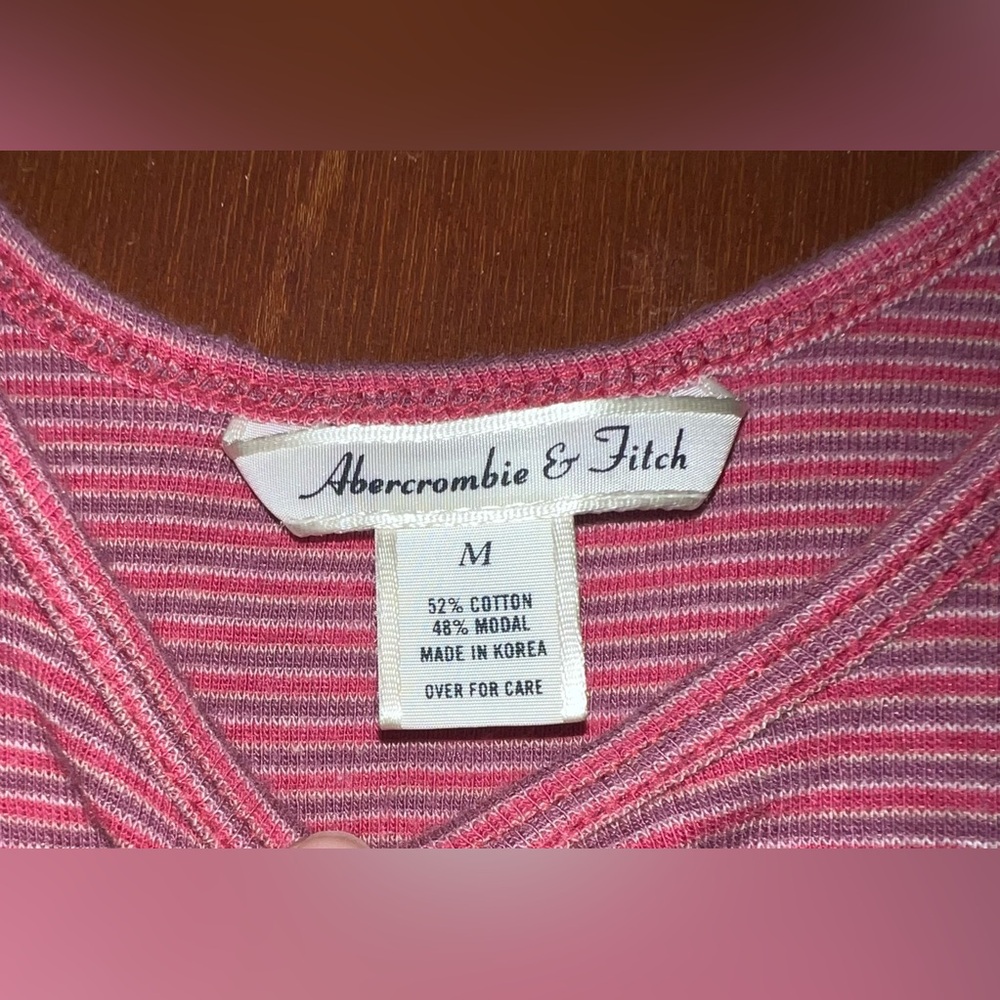 Abercrombie & Fitch Pink & Pink Striped Ribbed Tank Size Medium Y2K - Picture 5 of 11